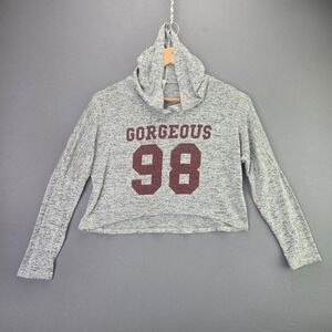 Pink Berry Graphic Hoodie Gorgeous 98 Cropped Sweatshirt XS Gray Long Sleeve